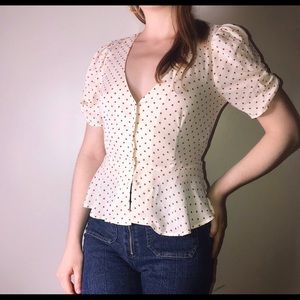 NWT F21 Sweetheart Neckline Polka Blouse